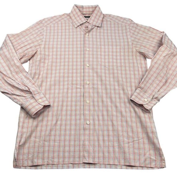 Ermenegildo Zegna Mens Button Up Shirt Size Medium Long Sleeve Orange‎ Business - Picture 1 of 8